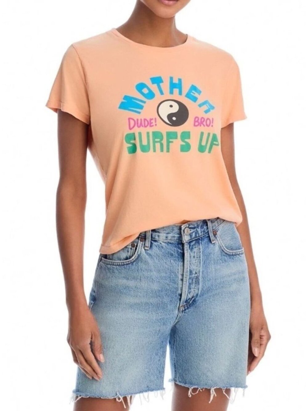 MOTHER Denim $110 Surf's Up Classic Cotton T Shirt Size XS Graphic Tee